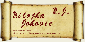 Milojka Joković vizit kartica